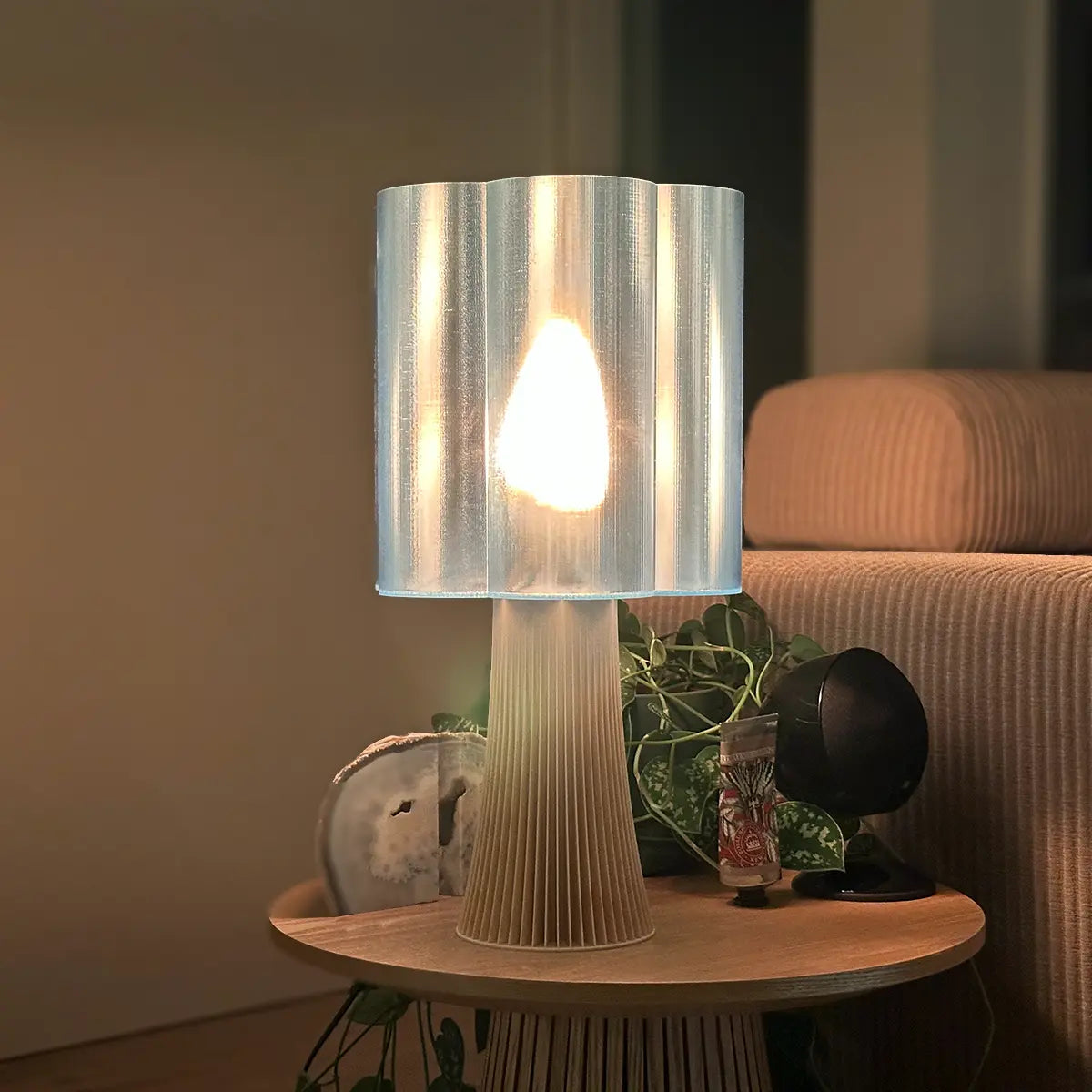 Irma Lamp | Beige & Transparent Blue